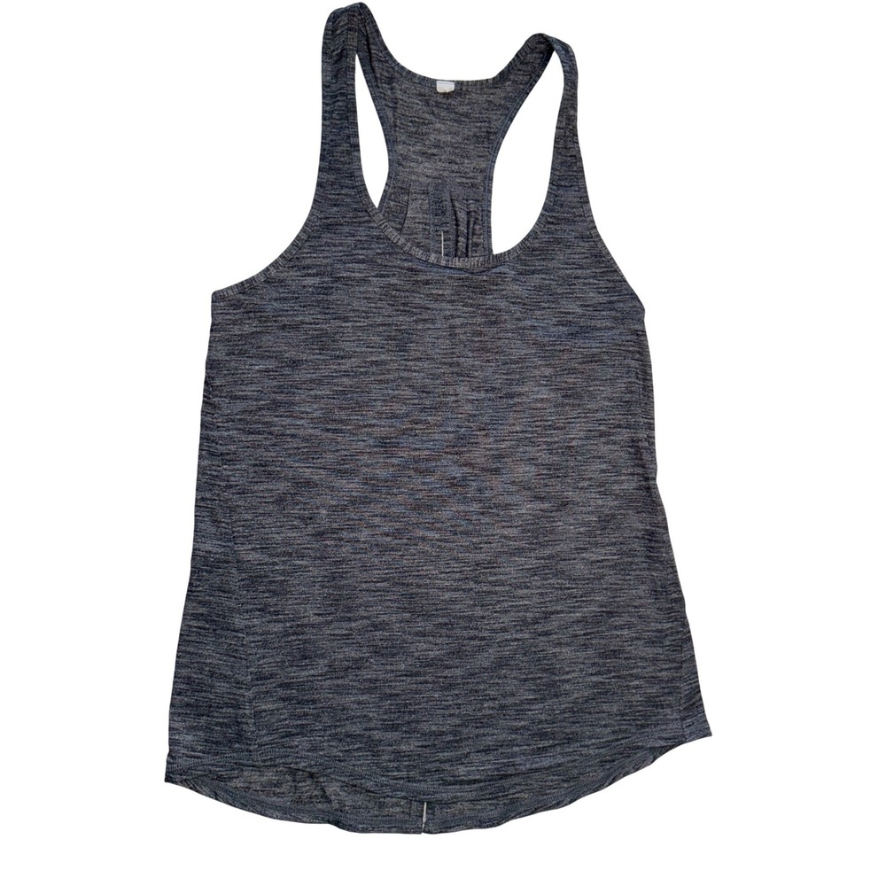 Lululemon Heathered Gray Black Racerback Tank Top Split Back Athletic Tank